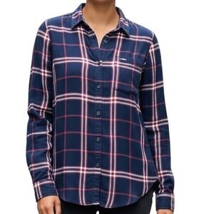 Abercrombie & Fitch Womens Soft Flannel Shirt Blue Red Plaid Long Sleeve‎ XS